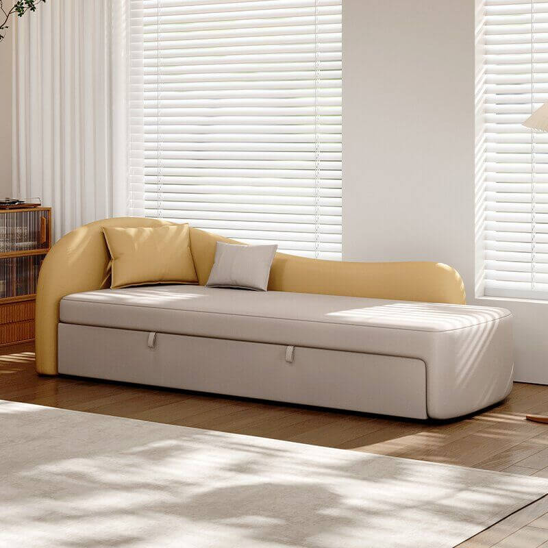 Minimalist Solid Color Left Arm Chaise Bench with Tuxedo Arm & 2 Pillows - Modern Living Room Furniture for Small Spaces, Apartments & Reading Nooks