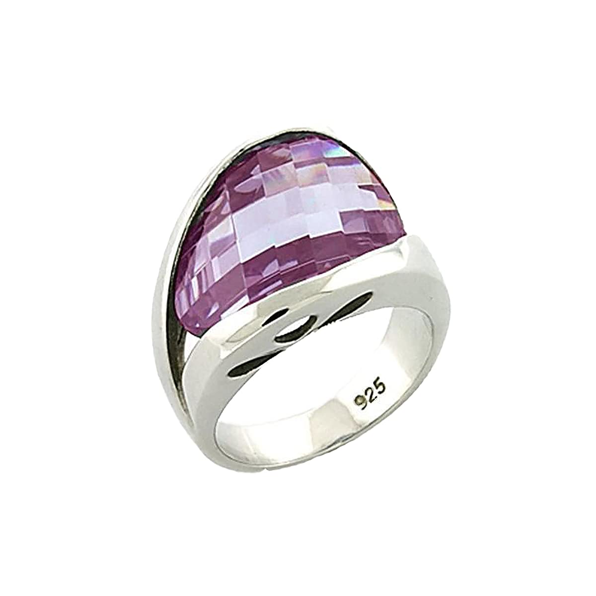 Sterling Silver CZ Amethyst Ring for Women - Elegant Gift & Party Jewelry