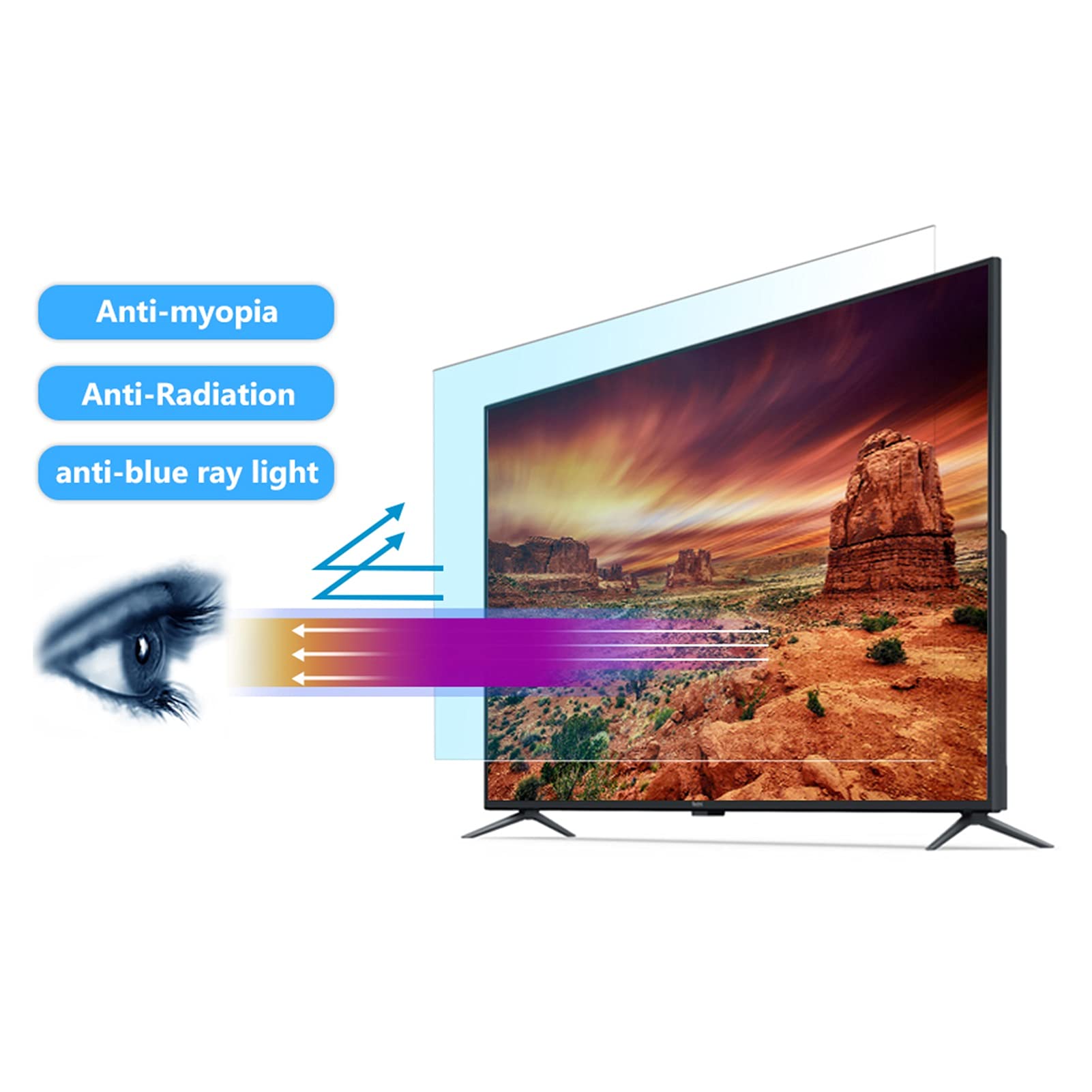 55 Inch Privacy Screen Monitor Protector - Anti Blue Light & Anti Shock Film for Laptop/TV/Computer - Matte Version (1221X689mm) | Perfect for Office, Gaming & Home Entertainment