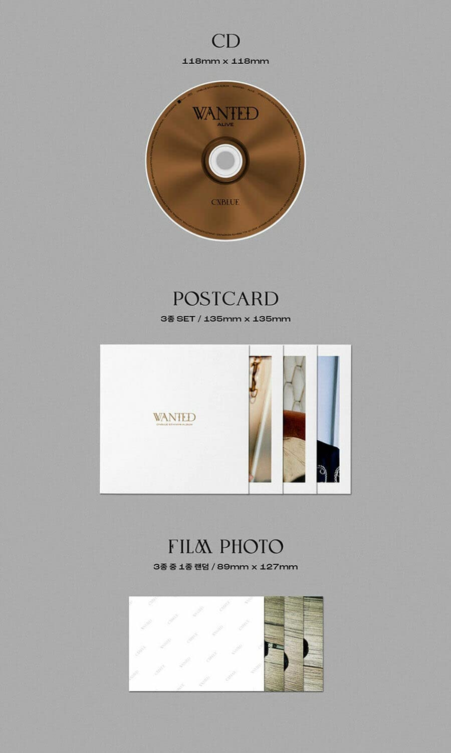 CNBLUE WANTED 9th Mini Album (DEAD + ALIVE) 2 Version Set - 2 CDs + 2 Photo Books (80p Each) + 2 Post Card Sets (3pcs Each) + 2 Film Photos + 4 Selfie Photo Cards - Perfect for K-Pop Collectors and CNBLUE Fans