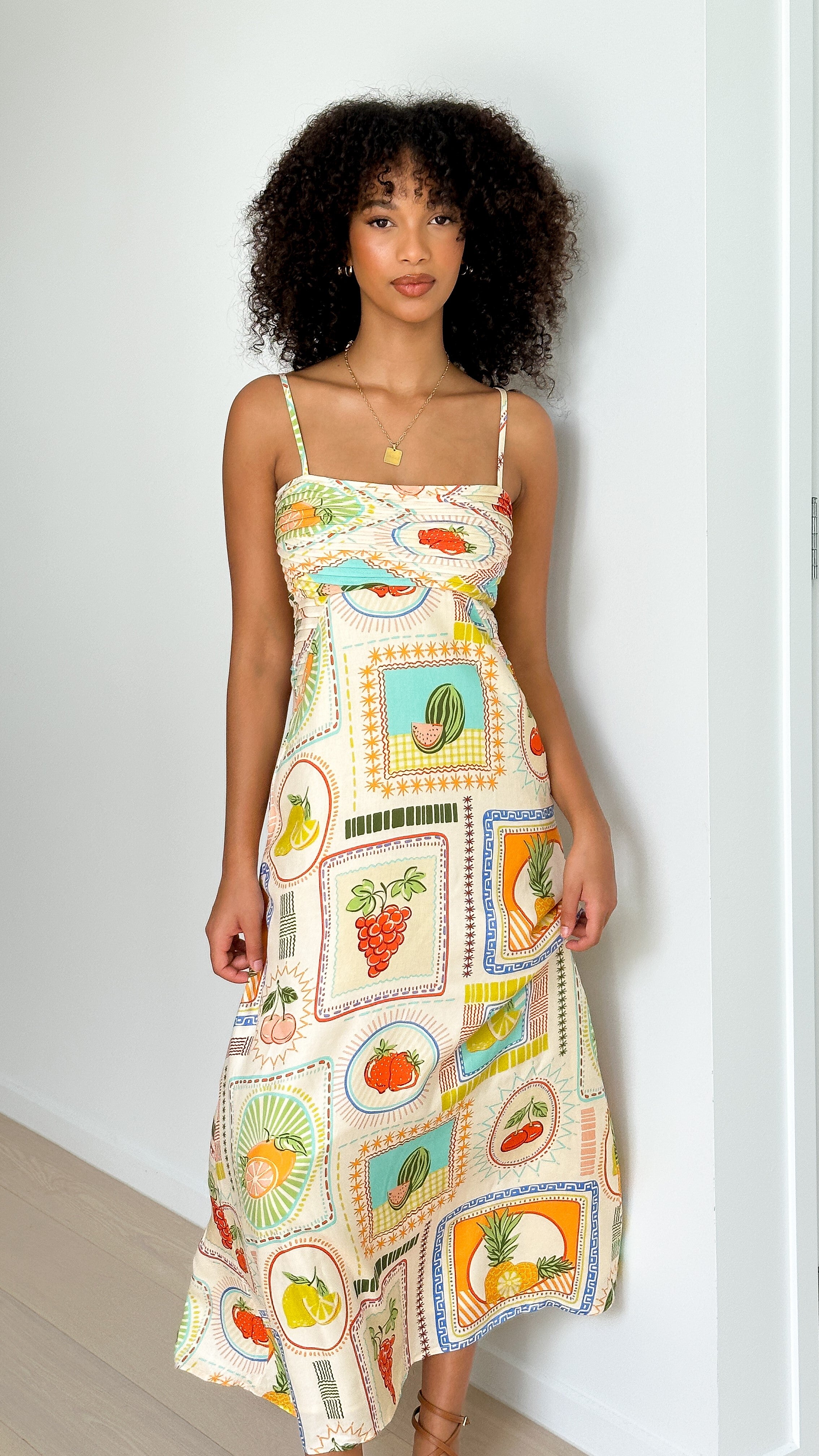 Agata Midi Dress - Floral Print Summer Dress for Women | Boho Chic Style | Perfect for Beach Vacations, Date Nights & Casual Outings