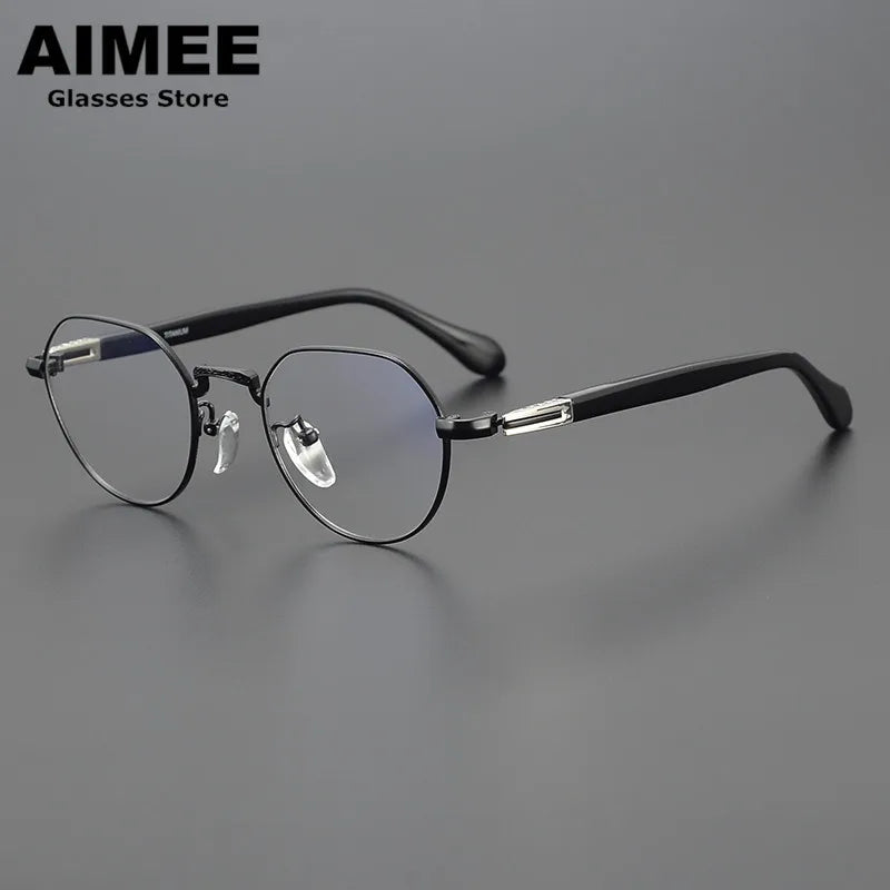 Stylish Unisex Full Rim Flat Top Oval Titanium Acetate Eyeglasses Frame 111993 - Lightweight & Durable for Work, Reading & Everyday Fashion