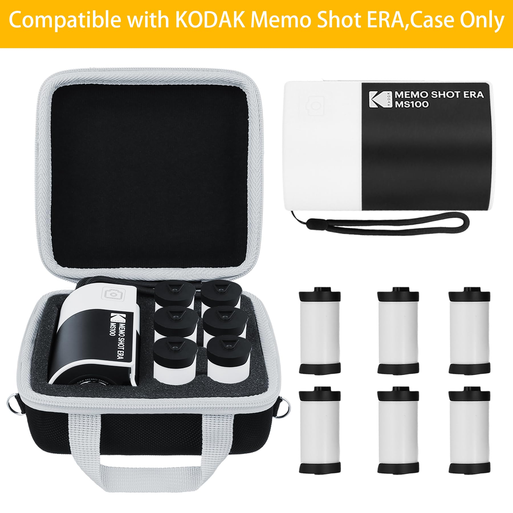 Khanka Durable Hard Case for KODAK Memo Shot ERA Kids Instant Digital Camera & Photo Label Printer Bundle - Protective White Cover | Perfect for Travel, School & Birthday Gifts