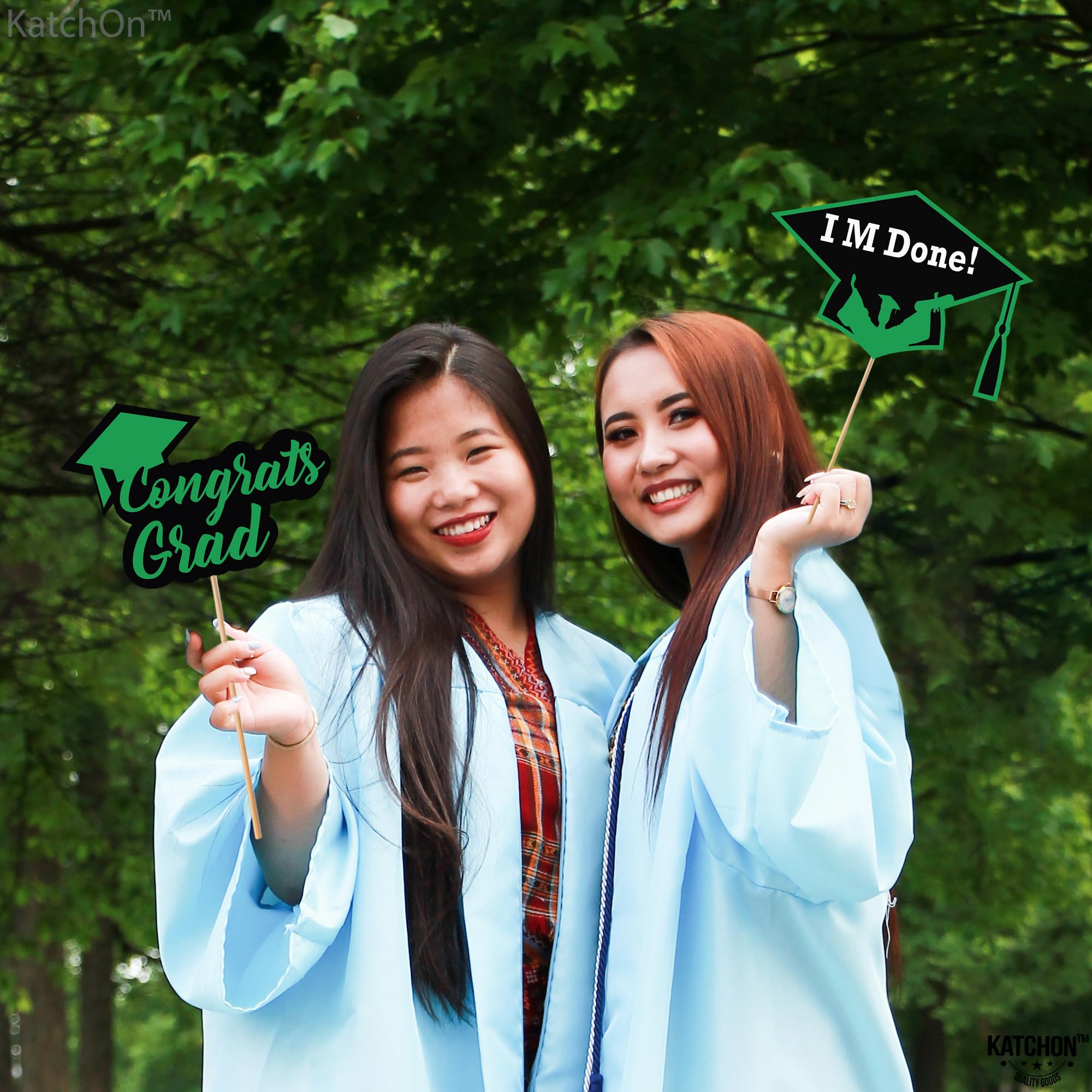2025 Graduation Photo Booth Props Kit - 21-Piece Green & Black Graduation Decorations for Parties, Ceremonies & Celebrations | Perfect for Graduation Photos, Social Media & Yearbook Memories
