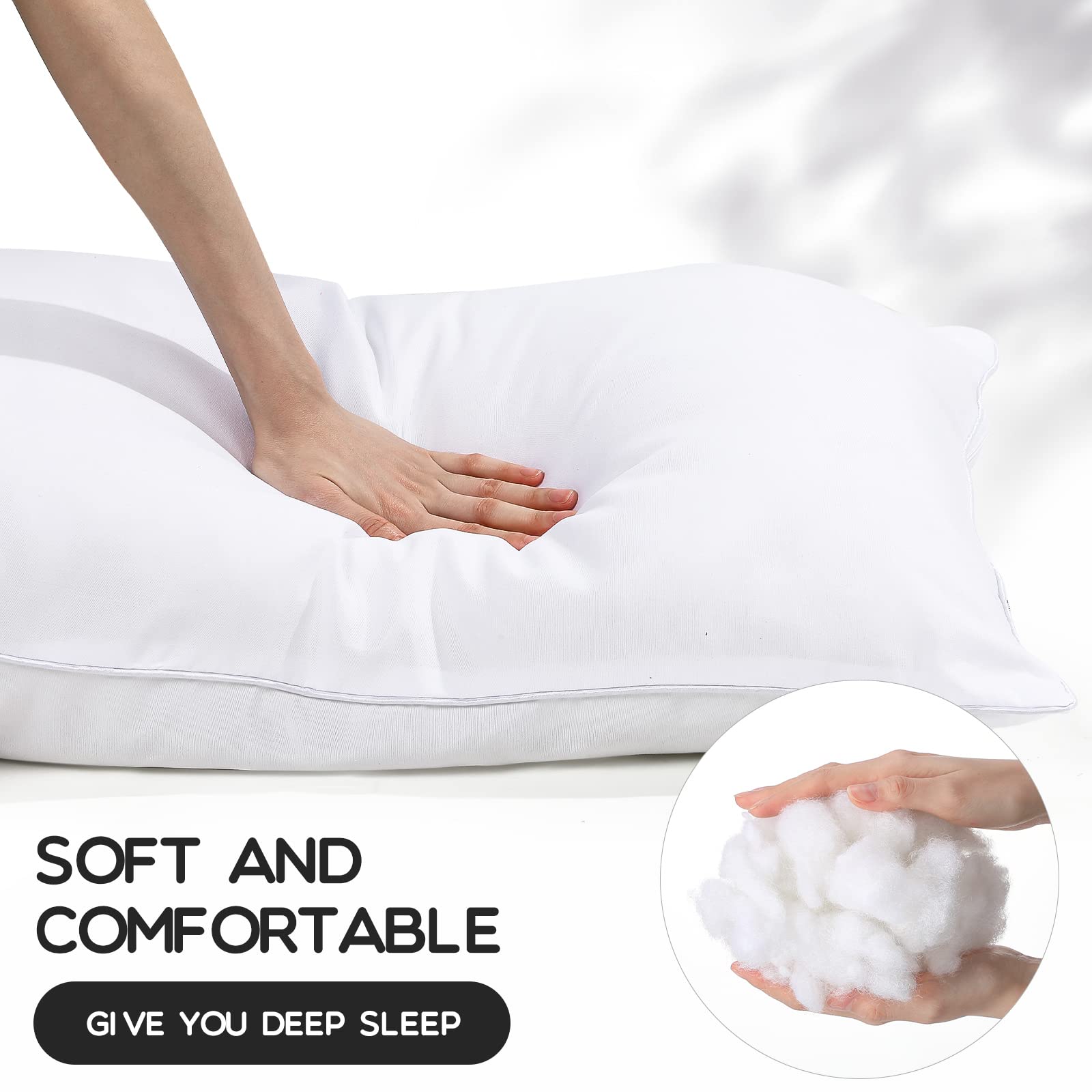 20 Pack Queen Size Bed Pillows - Standard 30 x 20 Inch Hotel Quality Pillows for Stomach, Back & Side Sleepers | Machine Washable | Perfect for Guest Rooms, Dormitories & Home Use