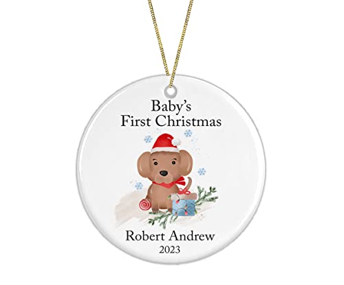 Personalized Baby's First Christmas Ornament - Unisex Keepsake Gift for Newborn's 1st Christmas (Adorable Puppy Design) - Perfect for Holiday Tree Decor & Cherished Family Memories