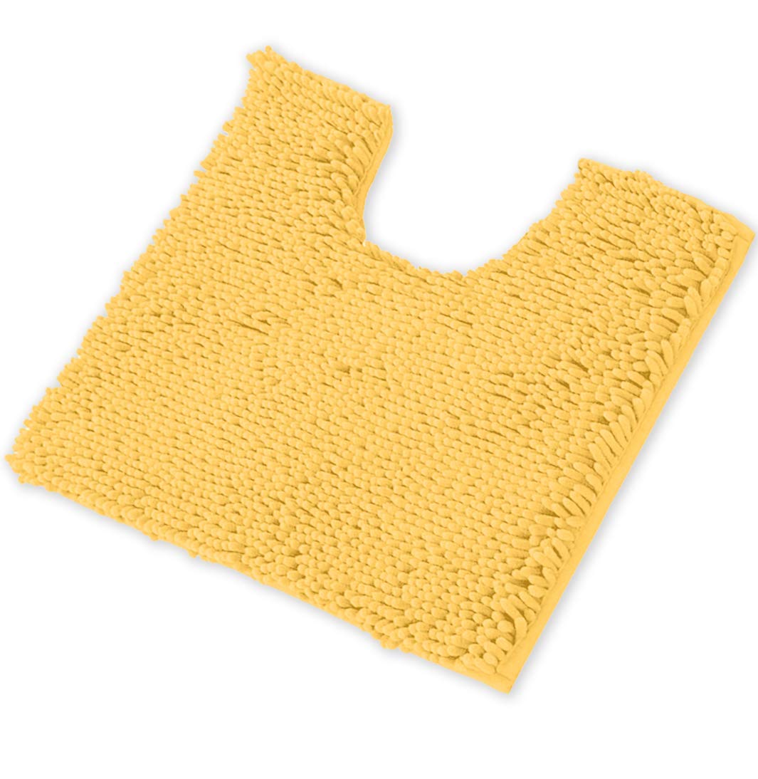 LuxUrux U-Shaped Toilet Bath Mat – Super Absorbent Non-Slip Contoured Rug for Toilet Base, Soft Plush Chenille Fabric, Machine Washable (20
