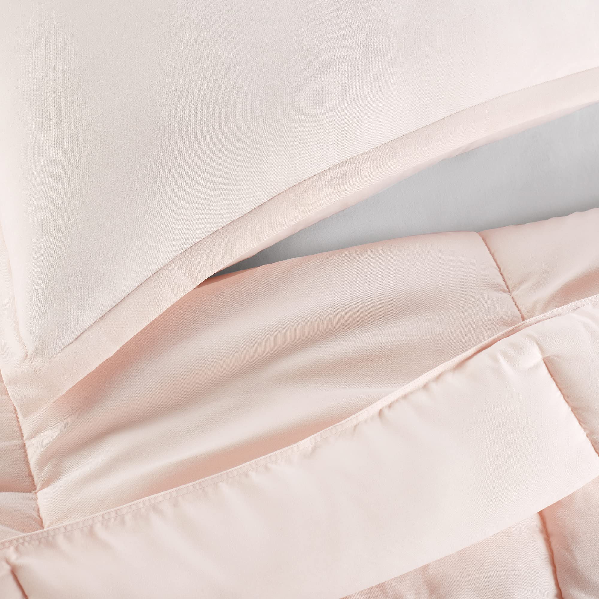 SERTA Simply Clean Ultra Soft Hypoallergenic 3-Piece Comforter Set - Full/Queen Size, Blush Pink - Breathable Bedding for Allergy Relief & Comfortable Sleep