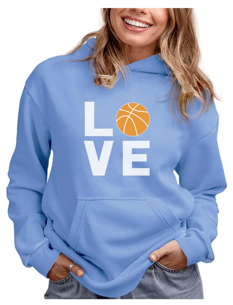 Stylish Tstars Love Basketball Hoodie for Women & Teen Girls - Perfect Gift for Coaches, Fans & Players - Soft & Comfortable Sweatshirt for Game Day, Practice & Casual Wear