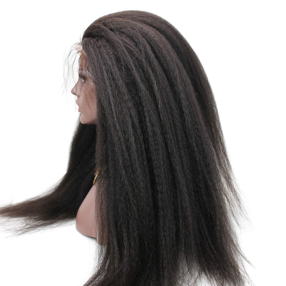 Dreambeauty 250% High Density Kinky Straight Lace Front Human Hair Wig - Brazilian Virgin Hair with Baby Hair for Women (22 Inch, Natural Black) | Perfect for Daily Wear, Cosplay & Special Occasions
