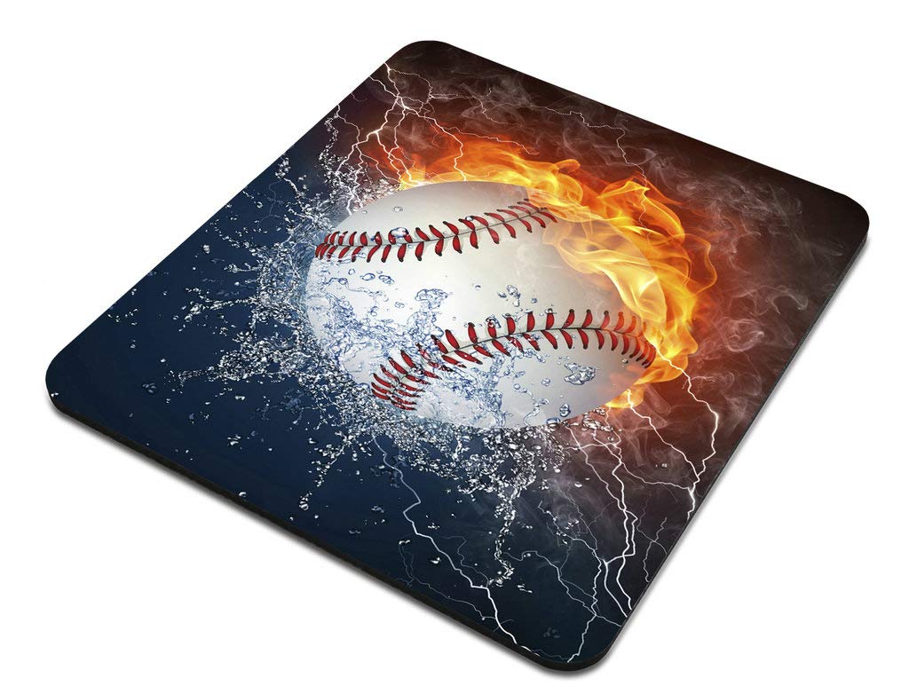Flaming Baseball Fire and Water Mousepad - Non-Slip Gaming Mouse Pad, Large Extended Desk Mat for Office & Home, Perfect for Computer, Laptop, Workstation, and Gaming Setup