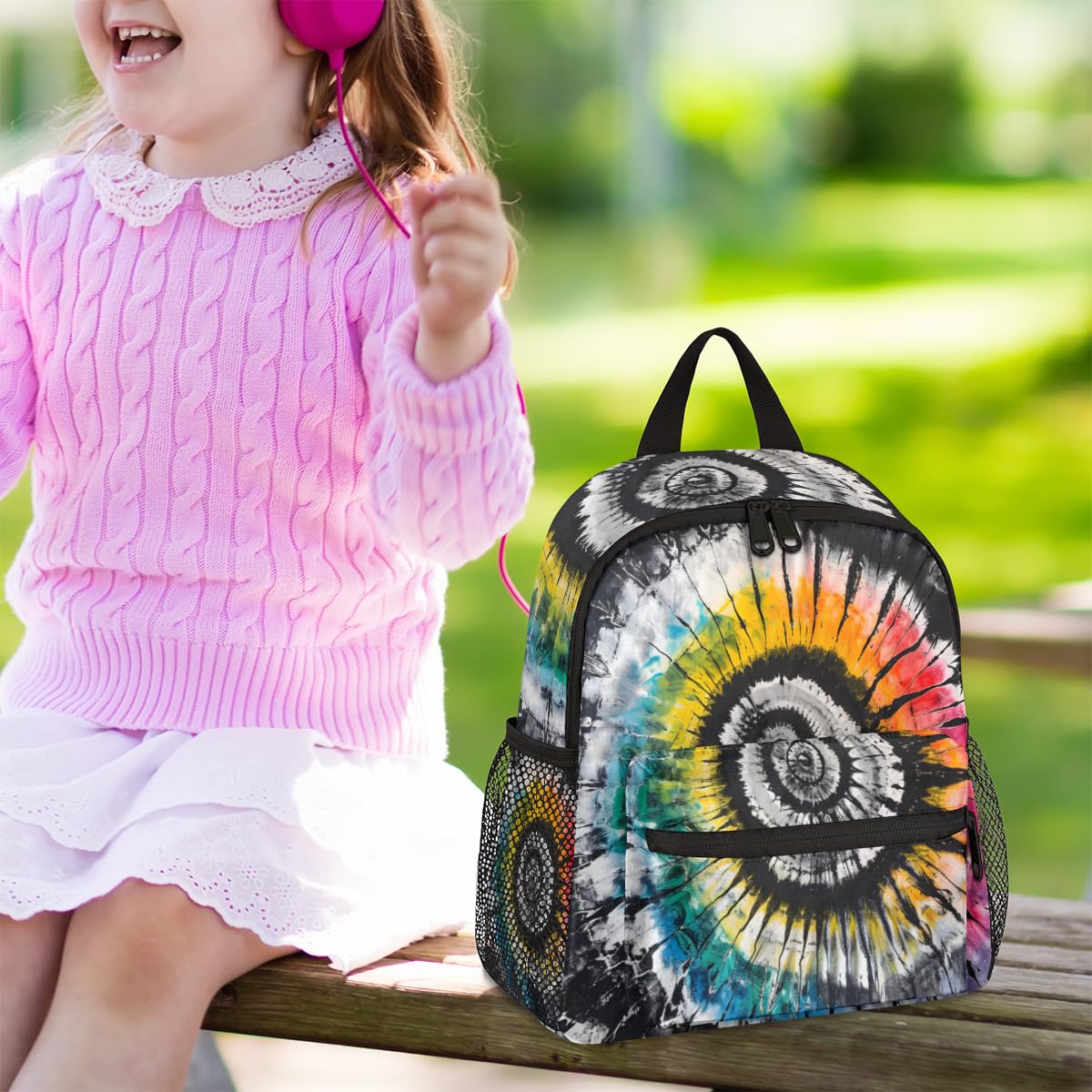 CFPOLAR Tie Dye Kids Backpack for Boys & Girls - Cute Lightweight Toddler Backpack with Chest Strap for Preschool, Kindergarten & Elementary School - Perfect Mini Shoulder Bookbag for Daily Use, Travel & Outdoor Activities