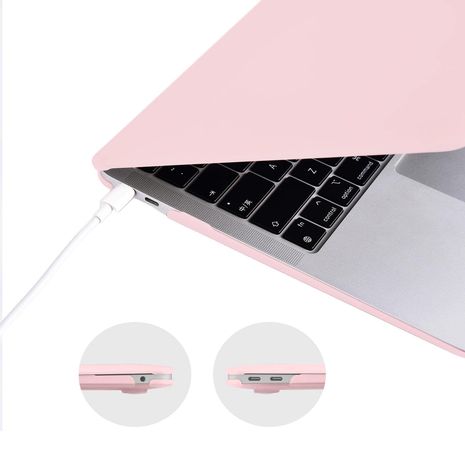 EooCoo Hard Protective Case for MacBook Air 13 inch (M1 Chip 2021-2018) with Retina Display | Durable Plastic Shell + Clear Keyboard Cover + Anti-Scratch Screen Protector | Cute Pink Design | Perfect for Work, School & Travel Protection