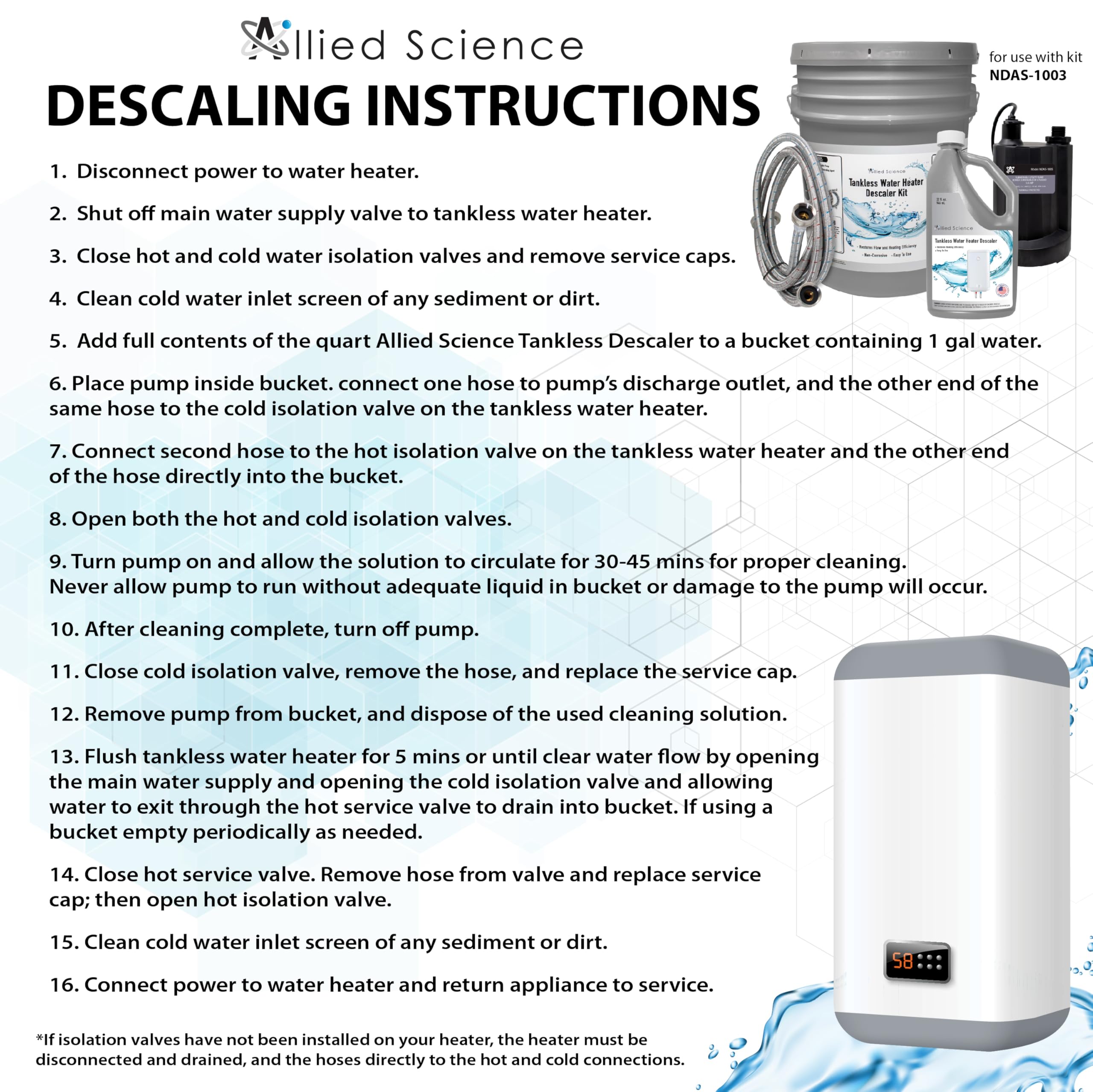 Efficient Tankless Water Heater Flush Kit with Quart Liquid Descaling Solution & 1/6HP High-Power Pump - Professional Maintenance for Home & RV Water Heaters