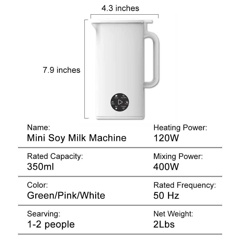 Mini Soybean Milk Maker - Portable 6-in-1 Soy Milk Machine with Juicer, Auto Cleaning & 110V for Home Use | Perfect for Breakfast, Healthy Snacks & Family Nutrition (White)