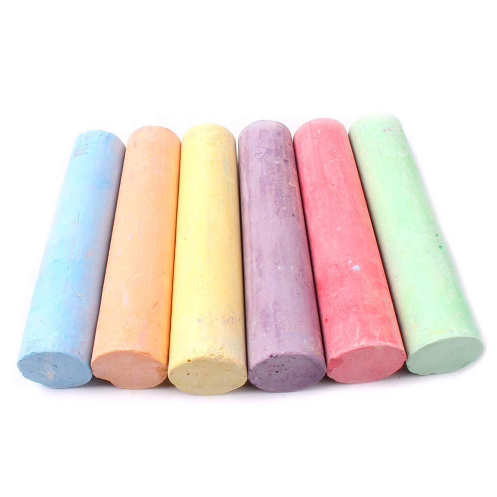 Non-Toxic Dustless Sidewalk Chalk for Kids - 6 Pack Vibrant Colored Chalks | Safe Outdoor Drawing & Painting Art Supplies for Toddlers | Perfect for Driveway, Patio & Playground Creative Play