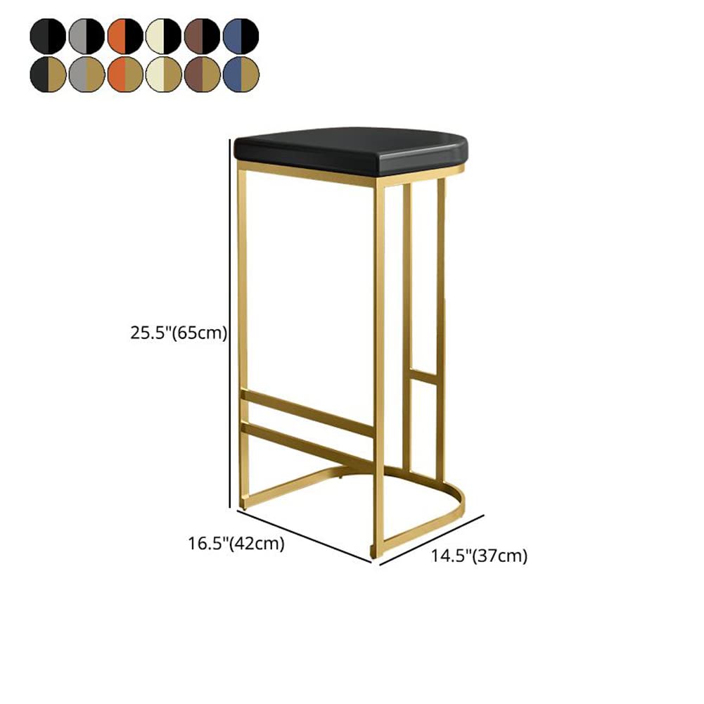 KWOKING Scandinavian Nordic Style Faux Leather Bar Stools Set of 2 - Backless Round Tripod Counter Height Stools 26