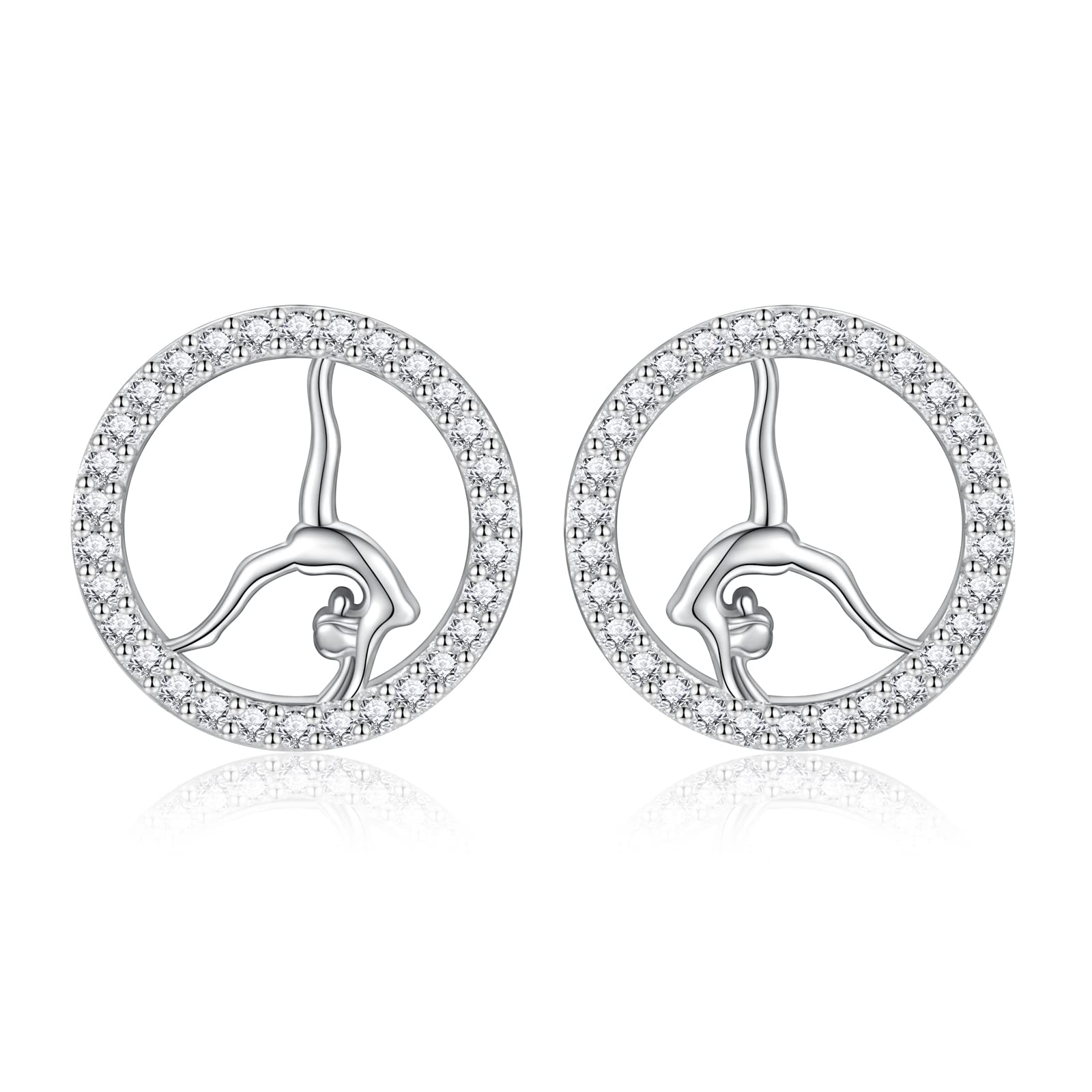 925 Sterling Silver Gymnastics Stud Earrings for Women – USA Team Gymnast Jewelry – Perfect Birthday & Christmas Gift for Athletes – Ideal for Competitions, Training & Everyday Wear