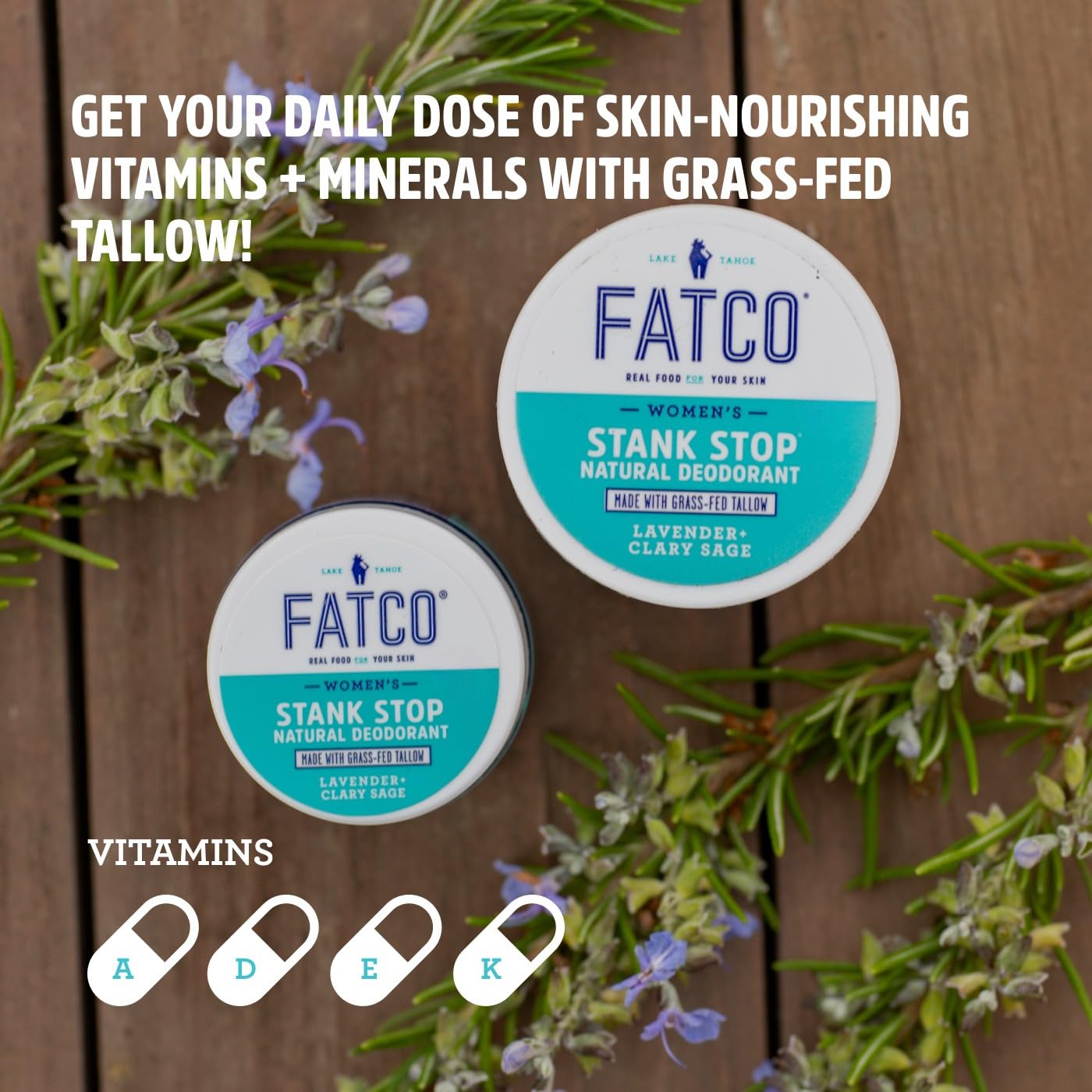 FATCO Stank Stop All Natural Deodorant Cream with Tallow & Organic Coconut Oil - Lavender Sage Scent, 1 oz Jar | Chemical-Free, Aluminum-Free Underarm Care for Women & Men | Perfect for Daily Use, Travel & Gym