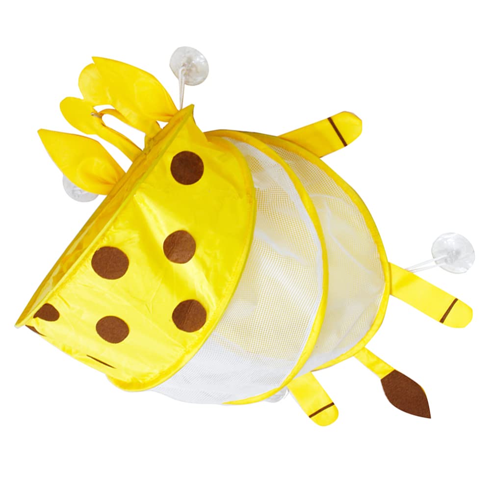 Kisangel Large Hanging Mesh Bath Toy Organizer Bag - Quick Dry Baby Shower Toy Caddy with Giraffe Design, Yellow - Perfect for Bathtub Games & Bathroom Storage (Great for Kids' Bath Time Organization)
