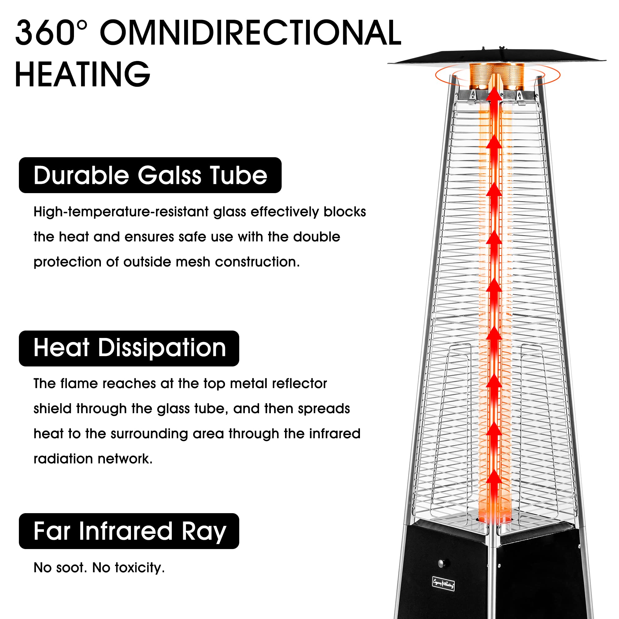 LEGACY HEATING 40,000 BTU Outdoor Propane Patio Heater with Reflector Shield & Wheels - Commercial & Residential Use for Garden, Porch, Deck, Party | Perfect for Outdoor Dining, Backyard Gatherings & Cold Weather Comfort