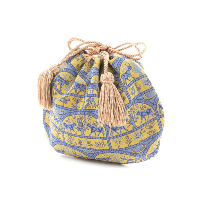 Nishijin Ori Small Drawstring Bull Purse - Handmade Kyoto Japanese Traditional Craft Bag for Coins, Jewelry & Gifts | Perfect for Festivals, Travel & Everyday Use