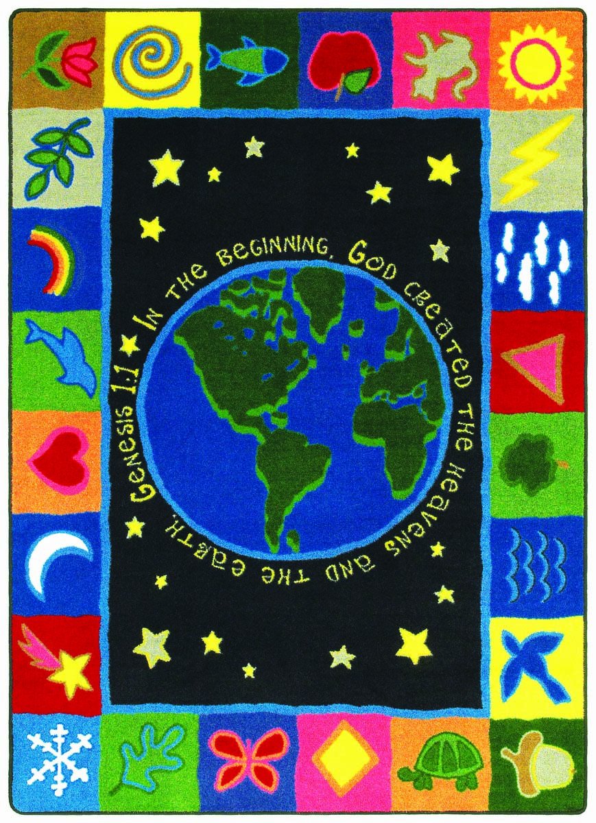 Joy Carpets Kid Essentials Inspirational Area Rug - The Beginning Design - Rectangle 7'8