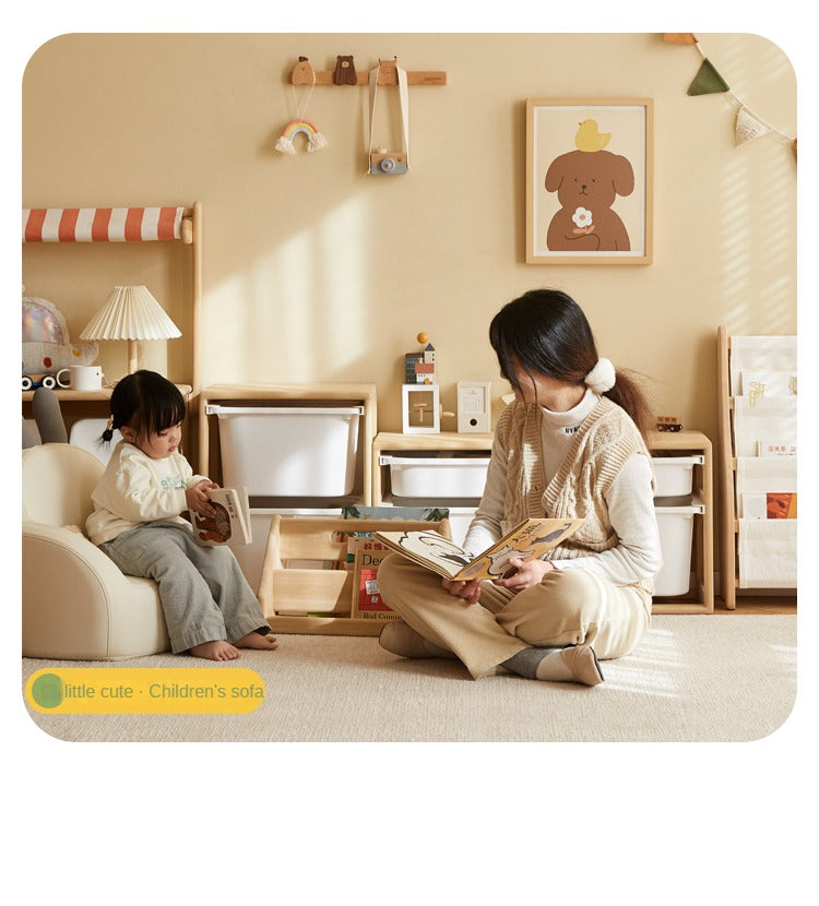 **Solid Wood Montessori Toy Storage Shelf for Kids - Organize Playroom, Nursery & Bedroom Toys - Eco-Friendly Poplar Wood Children's Bookshelf**