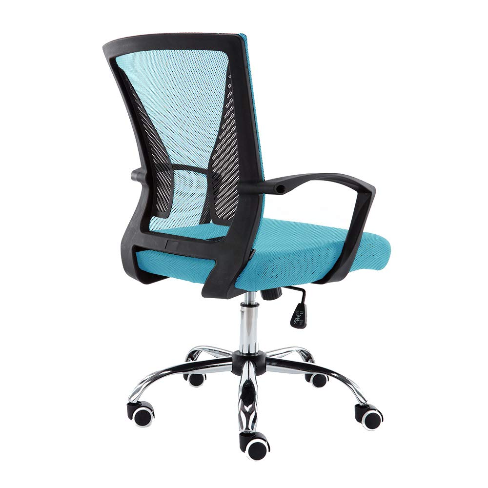 Zuna Mid-Back Office Task Chair - Ergonomic Mesh Back Desk Chair with Lumbar Support (Black/Aqua) - Perfect for Home Office and Workspace