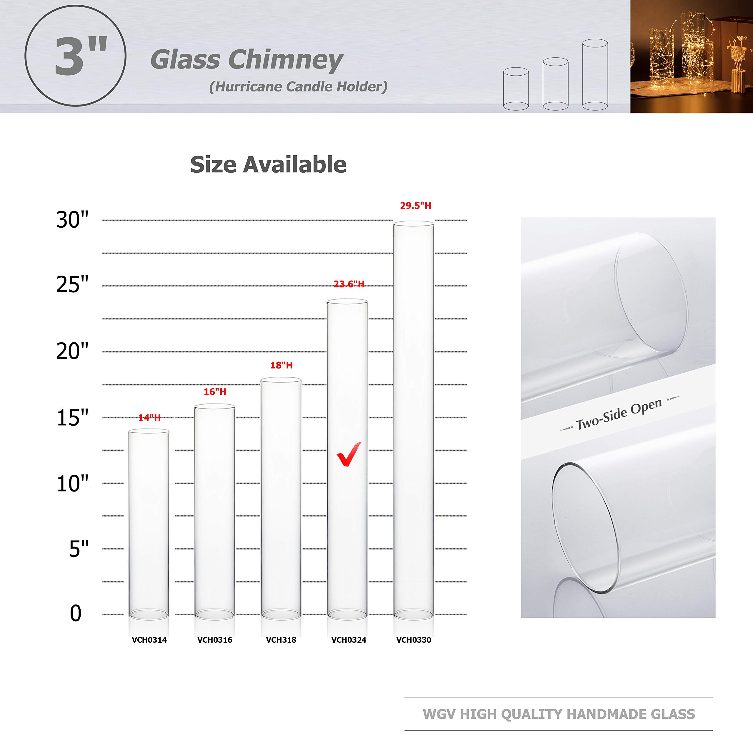 WGVI Clear Glass Hurricane Candle Holder Sleeve - 3