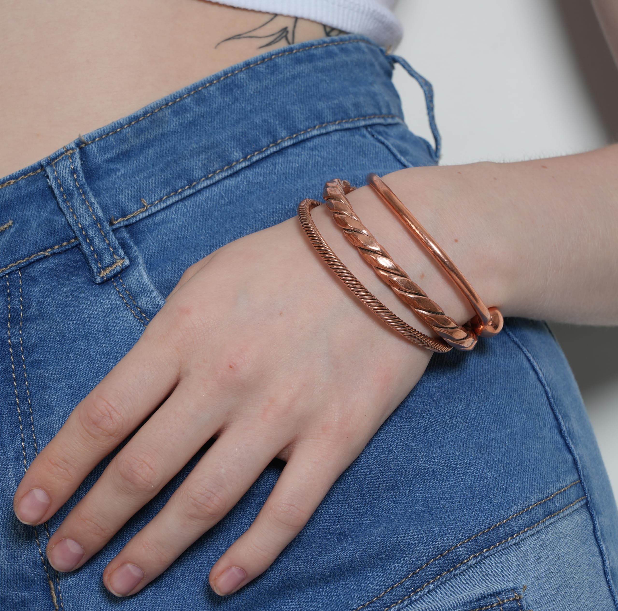 Touchstone Tibetan Style Copper Bracelet - Hand Forged Solid High Gauge Copper Cuff Jewelry for Women & Men - Multiple Design Options - Perfect for Yoga, Meditation & Spiritual Healing