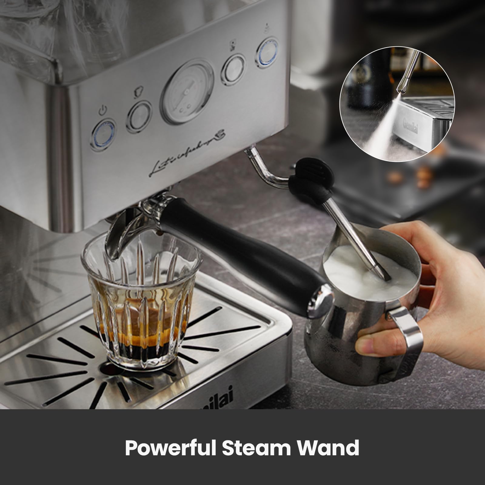 15 Bar Professional Espresso Machine with 1500W Powerful Pump - Stainless Steel Coffee Maker for Cappuccino & Latte | Perfect for Home Baristas & Coffee Lovers | Ideal for Kitchen, Office & Gifting (Model G3005H)