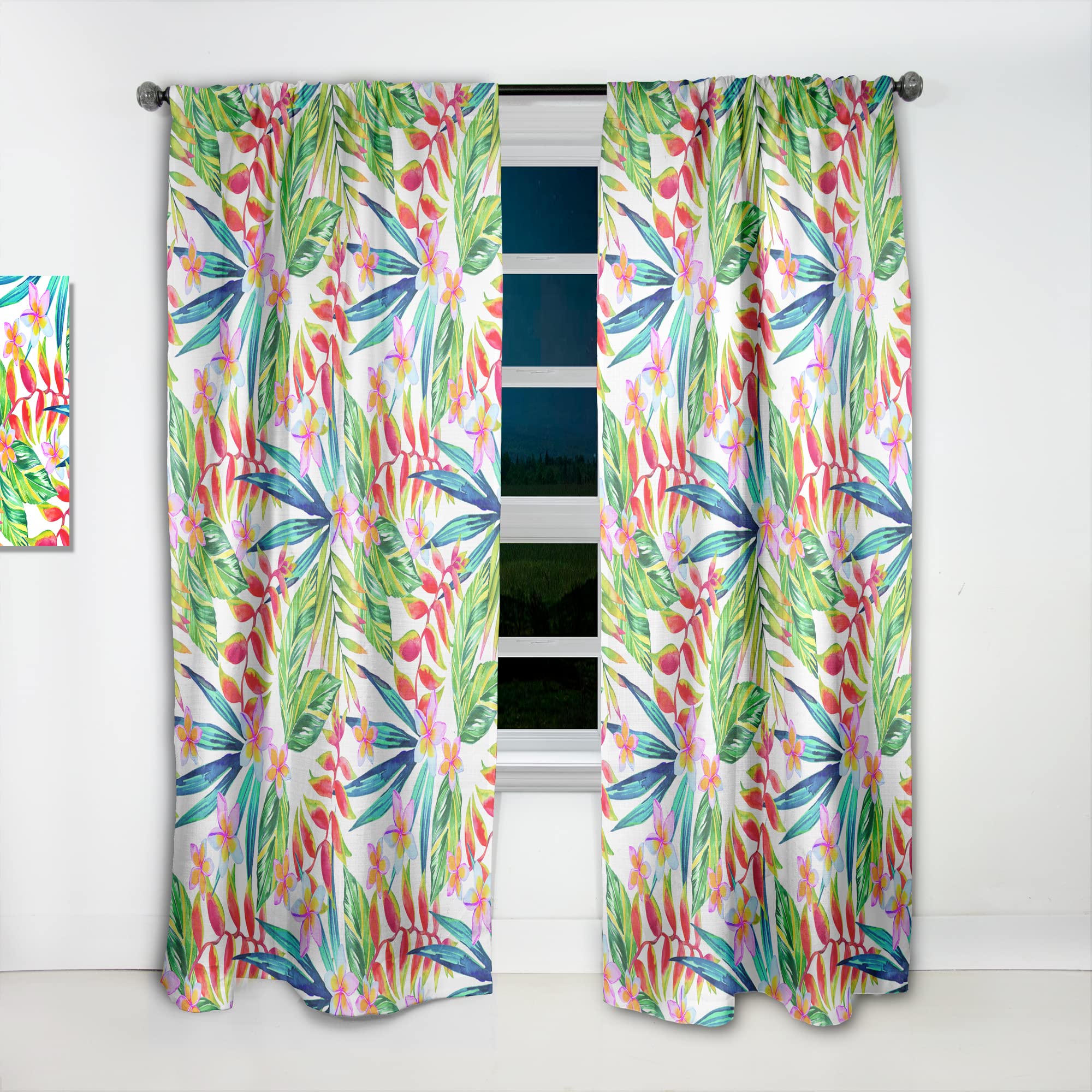 DesignQ Viviv Blossoming Tropical Jungle Flowers Thermal Insulated Curtains - 52x120 Inches Single Panel for Bedroom & Living Room - Perfect for Privacy, Light Control & Energy Efficiency