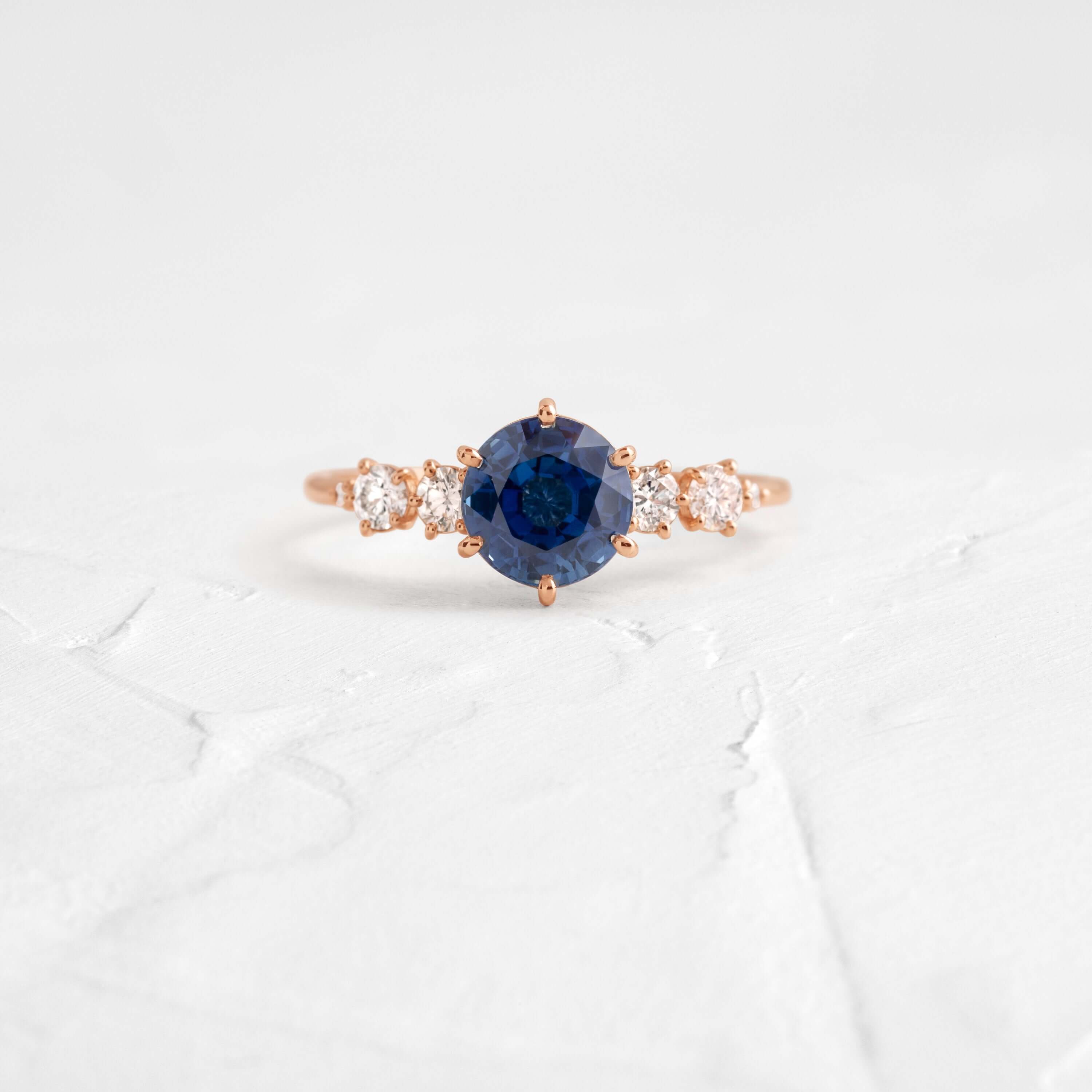 Round Cut Blue Sapphire Coda Ring - Elegant Jewelry for Women, Perfect for Weddings, Anniversaries & Special Occasions