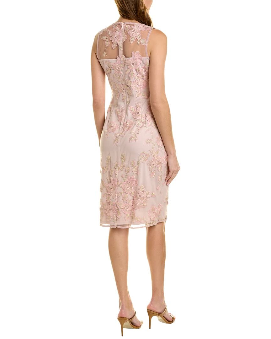 Adrianna Papell Women's Embroidered Sheath Dress Size 2 in Pink Rose & Gold - Perfect for Weddings, Cocktail Parties & Formal Events