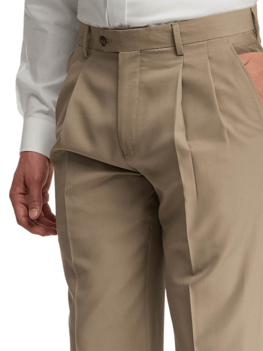 Premium Wool Gabardine Dress Pants for Men - Classic Tan Color | Office Wear, Business Casual & Formal Occasions