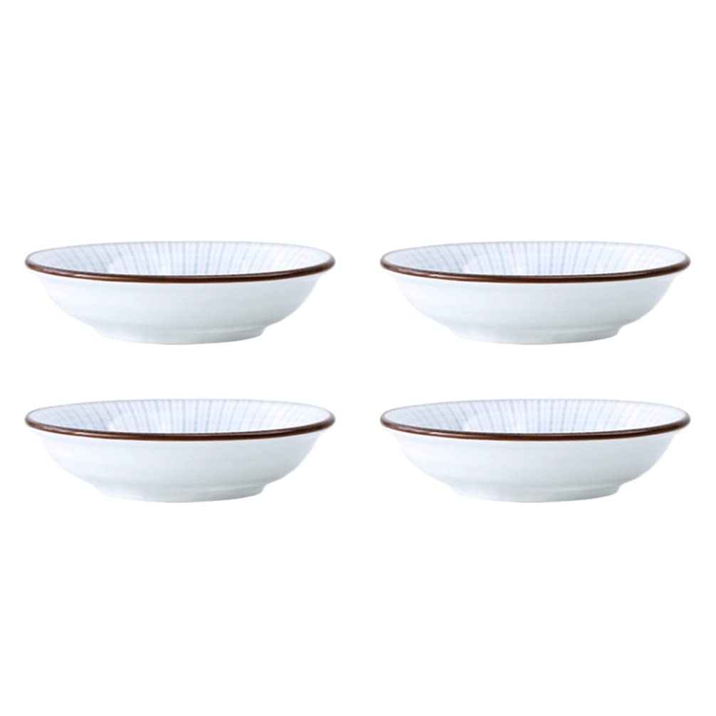 Cabilock 4-Piece Ceramic Condiment Plates - Round Sauce Dishes for Sushi, Mini Fruit & Dessert Serving - Assorted Colors for Home, Restaurant & Hotel Use - Perfect for Appetizers, Dips & Party Snacks
