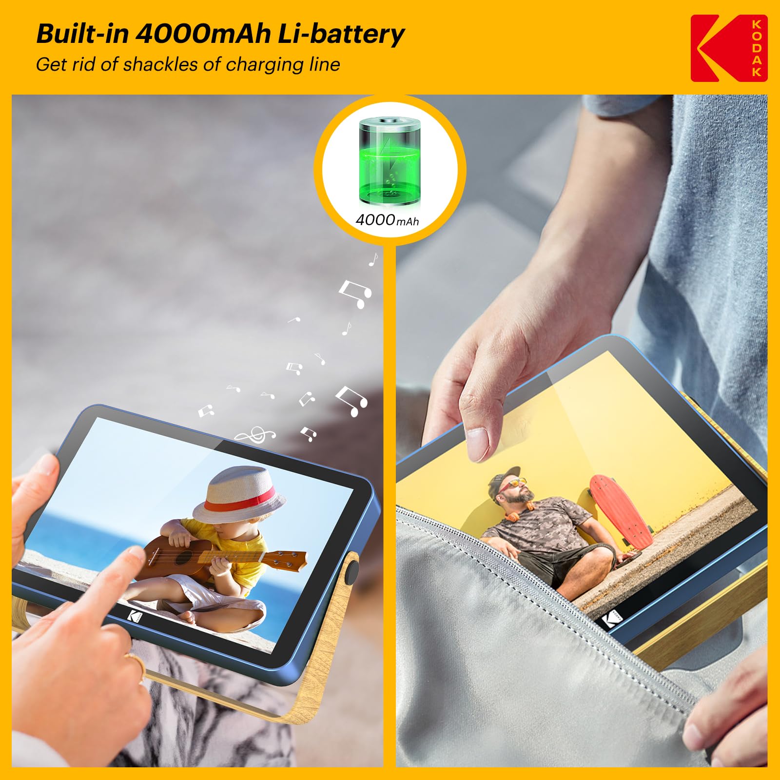 KODAK 10.1 Inch WiFi Digital Photo Frame with 4000mAh Battery | 1920x1200 HD IPS Touch Screen | 16GB Built-in Memory | Auto-Rotate | KODAK App Compatible | Perfect Gift for Family & Friends | Blue - Ideal for Home Decor, Office Display, and Sharing Memories Digitally