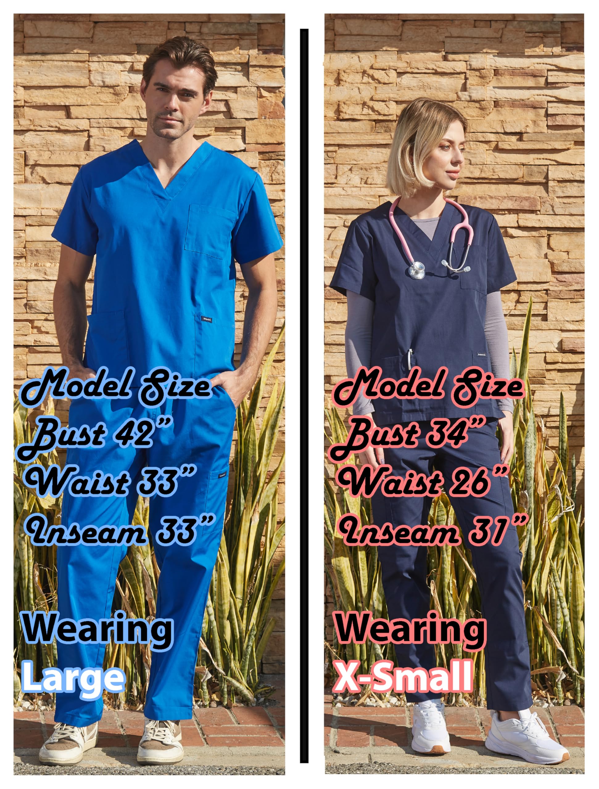 Dagacci Medical Scrubs Set for Women & Men - Comfortable Scrubs Top & Pants for Nurses, Doctors, Healthcare Professionals - Perfect for Hospitals, Clinics & Medical Work