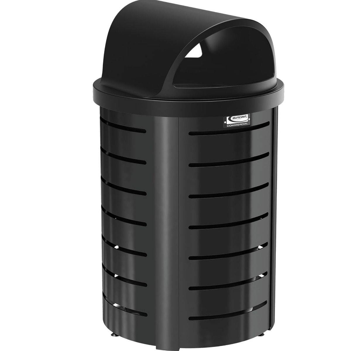 35 Gallon Outdoor Decorative Metal Trash Can With Roto Molded Lid - Durable Rustproof Garbage Bin for Patio, Garden, and Backyard Waste Disposal