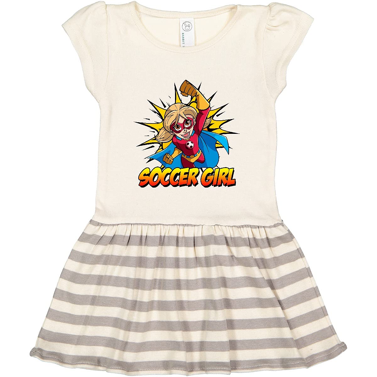 Inktastic Soccer Girl Superhero Toddler Dress - Cute Superhero Costume for Little Girls, Toddler Soccer Outfit for Playdates & Dress Up Parties