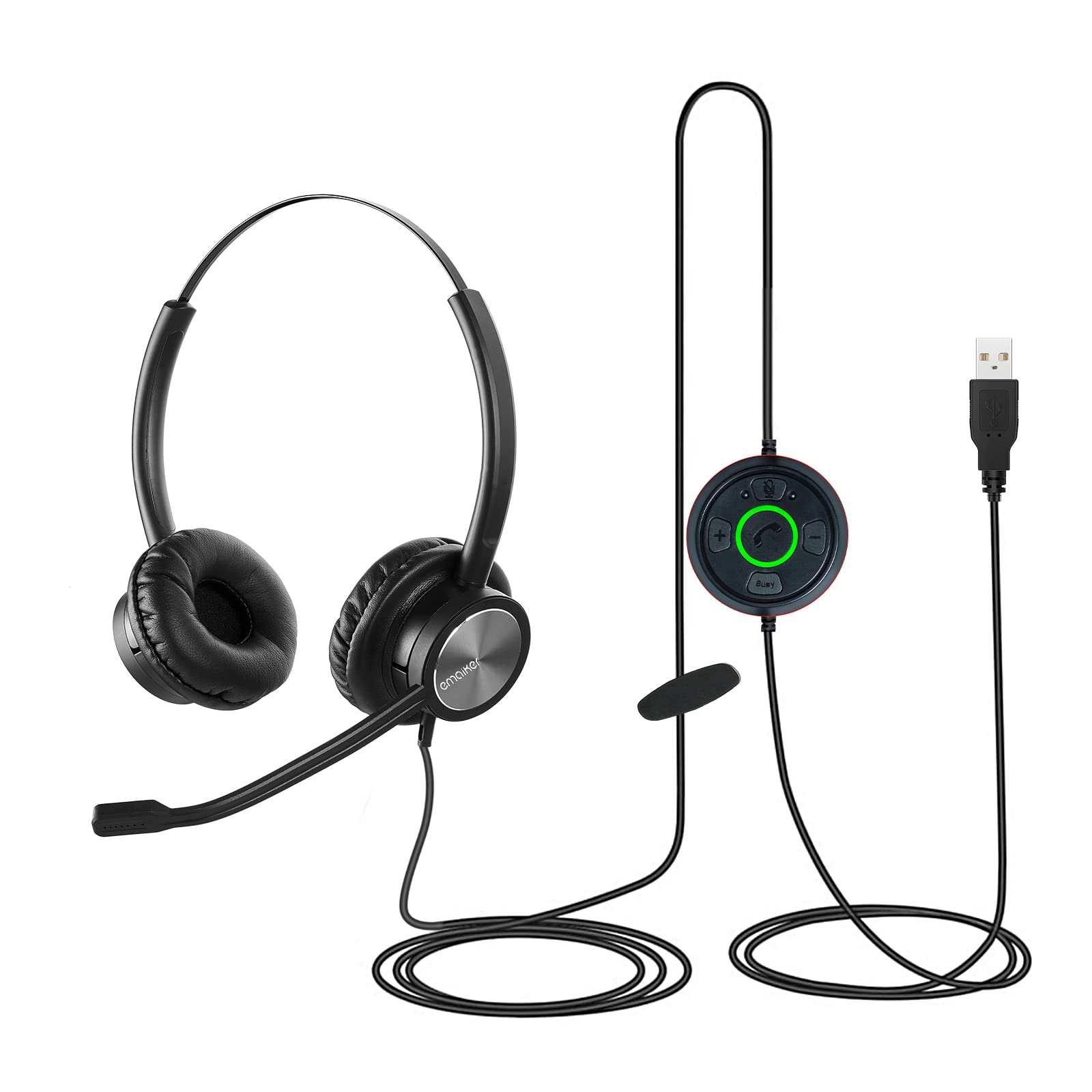 USB Wired Headphones with Noise Cancelling Microphone for Laptop, PC, Call Center & Office - Compatible with Dragon Dictation, Zoom, Teams, Google Meet, Skype - Perfect for Remote Work, Online Meetings & Customer Service