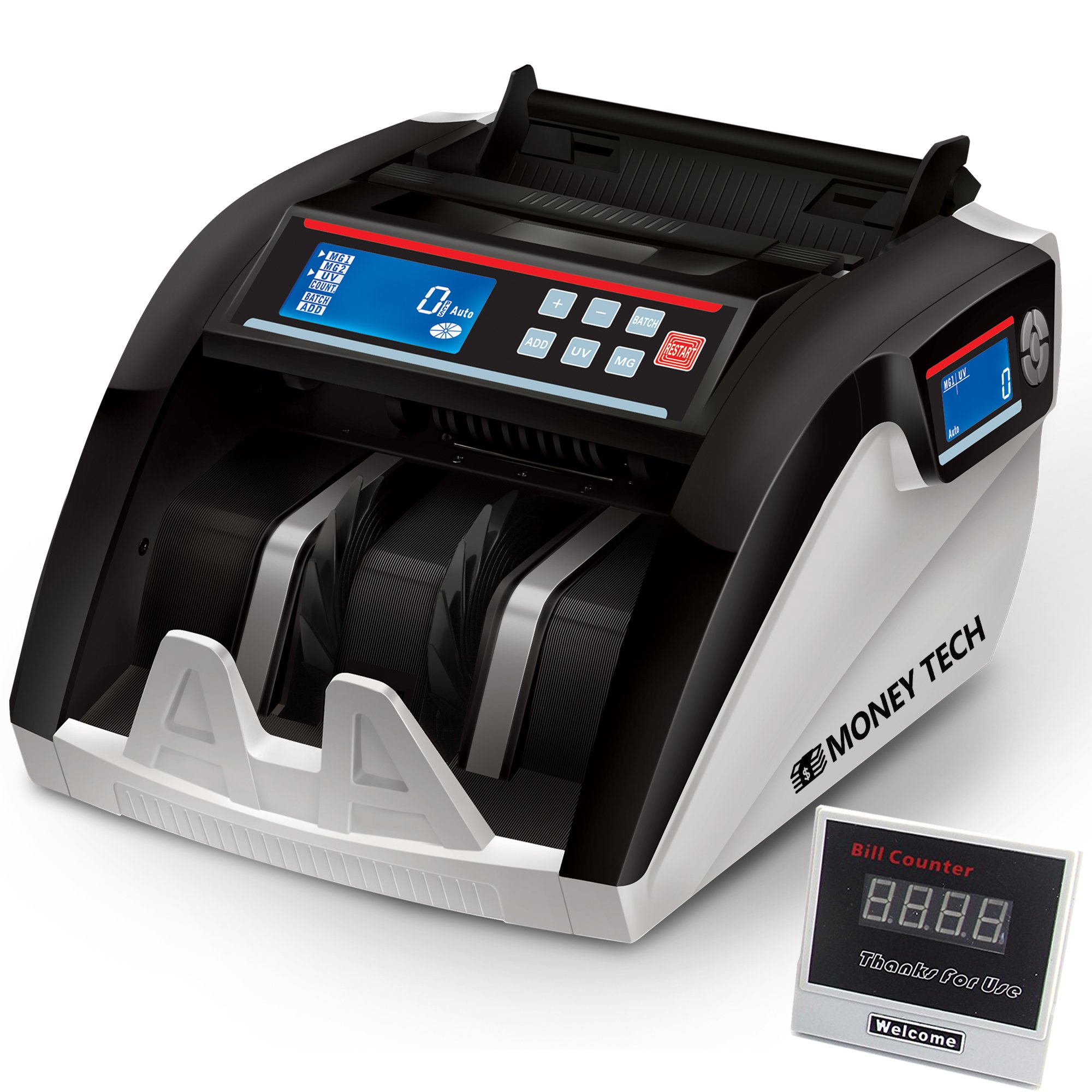 Money Tech Polymer & Paper Multi-Currency Bill Counter - Canadian Plastic & USD Banknote Counting Machine with Counterfeit Detection & LCD Display | Perfect for Banks, Retail Stores & Cash-Intensive Businesses