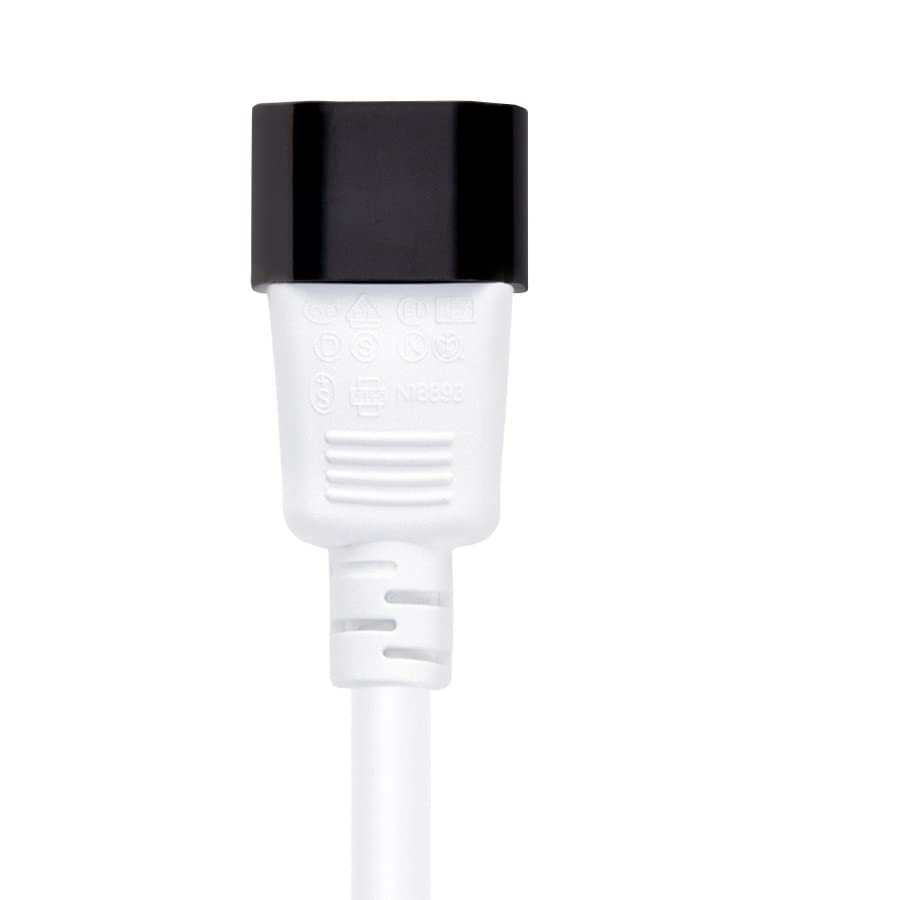 eDragon 2ft 14AWG Computer Monitor Power Extension Cord C13 to C14 - 15 Amp SJT Power Cable for PC, Server, PDU - 20 Pack White - Perfect for Office, Data Center & Home Workstation Setup