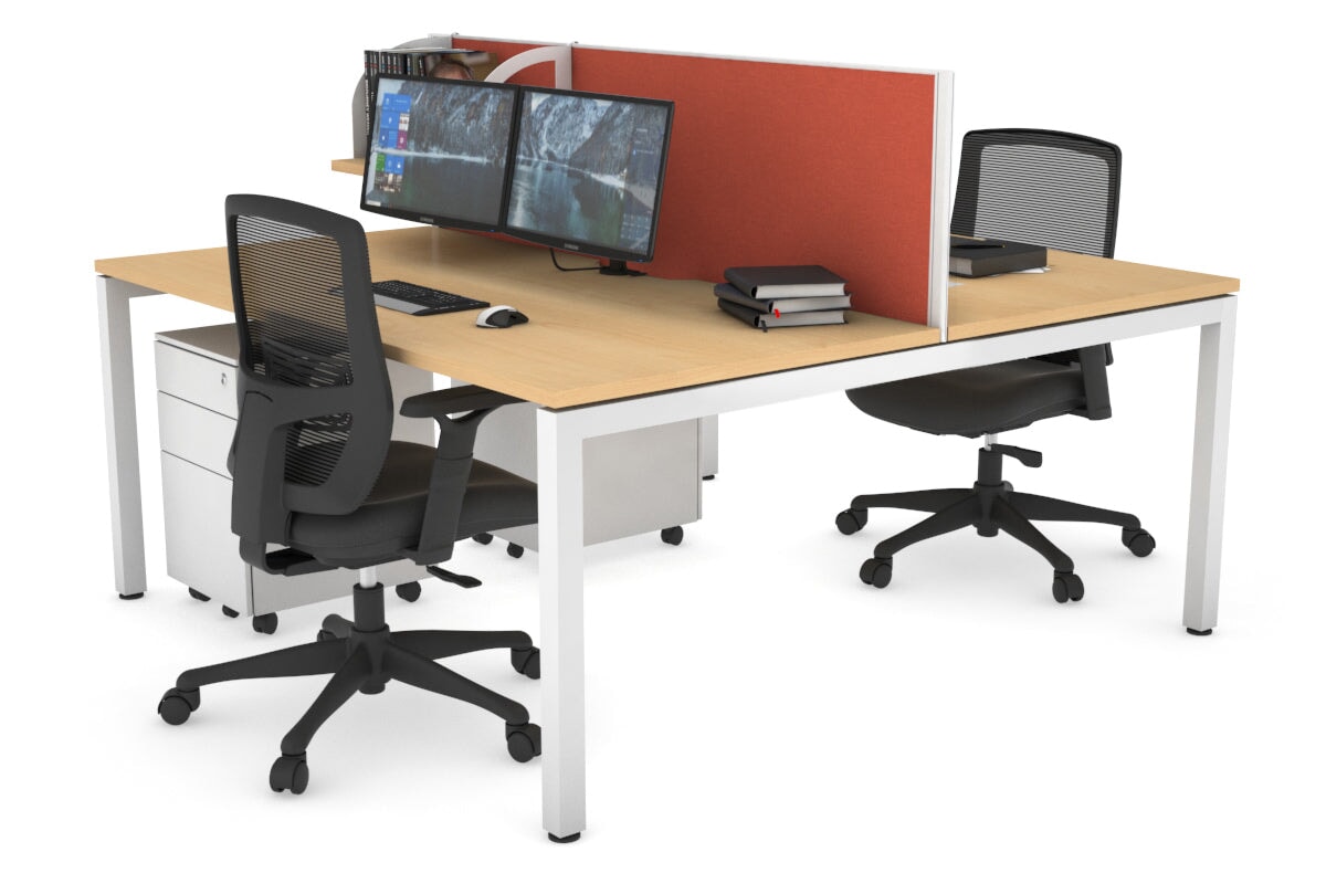 Quadro Square Legs 2-Person Office Workstation Desk - 1600L x 800W with Cable Management Scallop - Perfect for Shared Workspaces & Home Offices