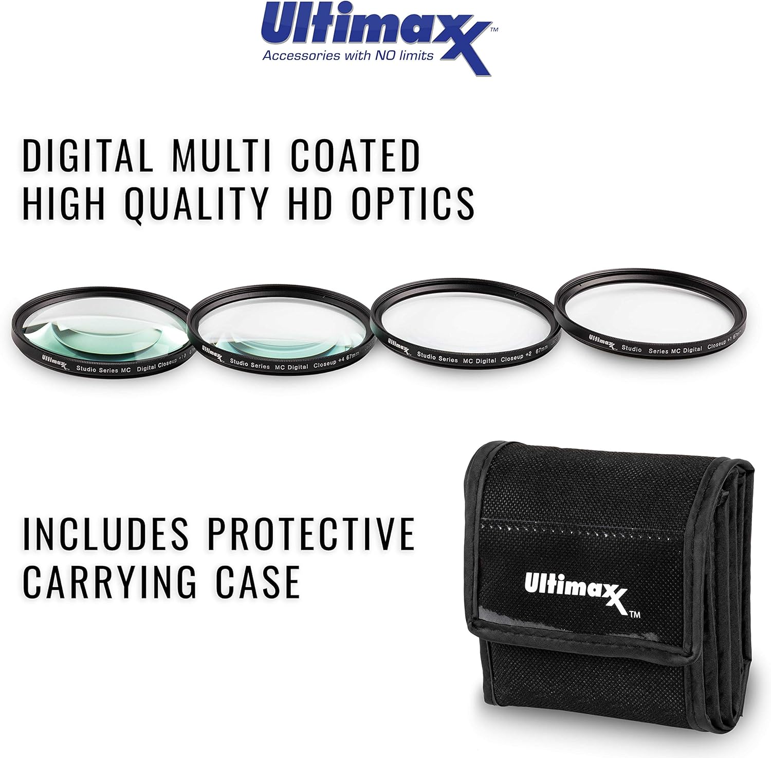 55MM Ultimaxx Professional 4-Piece HD Macro Close-Up Filter Kit (1,2,4,10 Diopter) for Nikon D3300/D3400/D3500/D500/D5200/D5300/D5500/D5600 with AF-P DX NIKKOR 18-55mm f/3.5-5.6G VR - Perfect for Nature Photography & Product Close-Ups