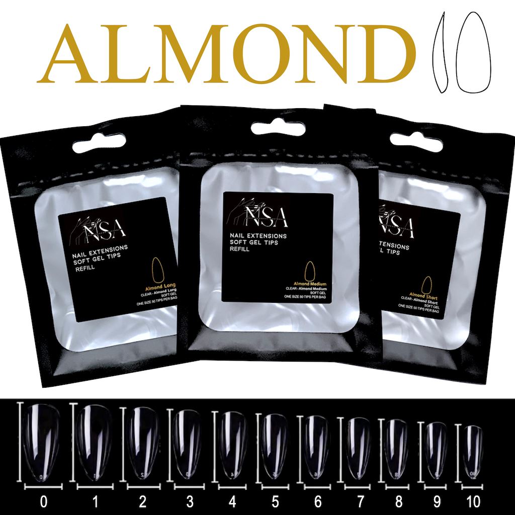 Soft Gel Nail Tips Refill Kit - 50pcs Almond Shape for DIY Manicure & Nail Art | Perfect for Home Salon, Professional Use & Gift Giving
