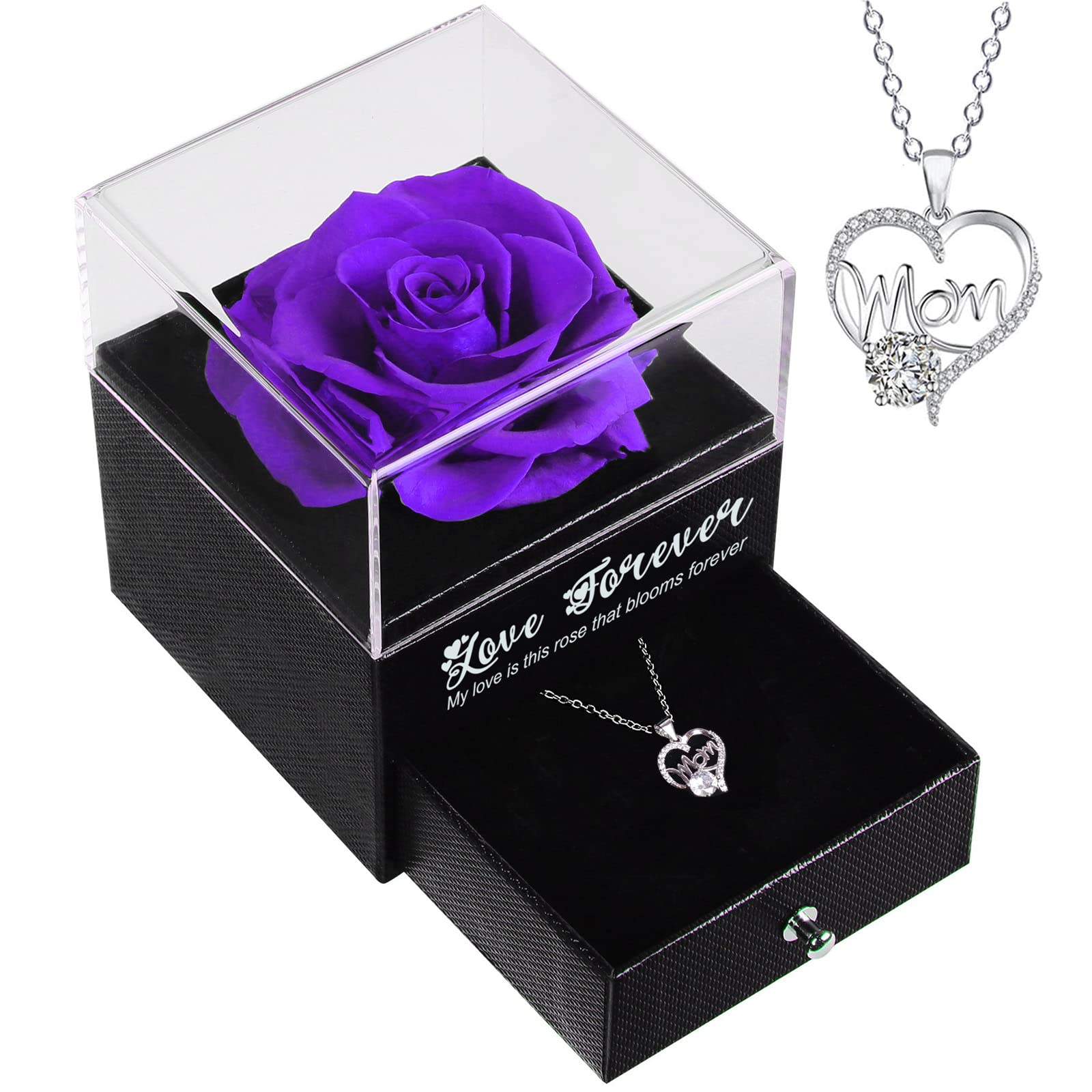 Real Preserved Rose Gift for Mom - Eternal Flowers for Women, Her, Girlfriend, Grandma - Valentine's Day, Anniversary & Birthday Present - Perfect for Home Decor, Romantic Surprises & Special Occasions