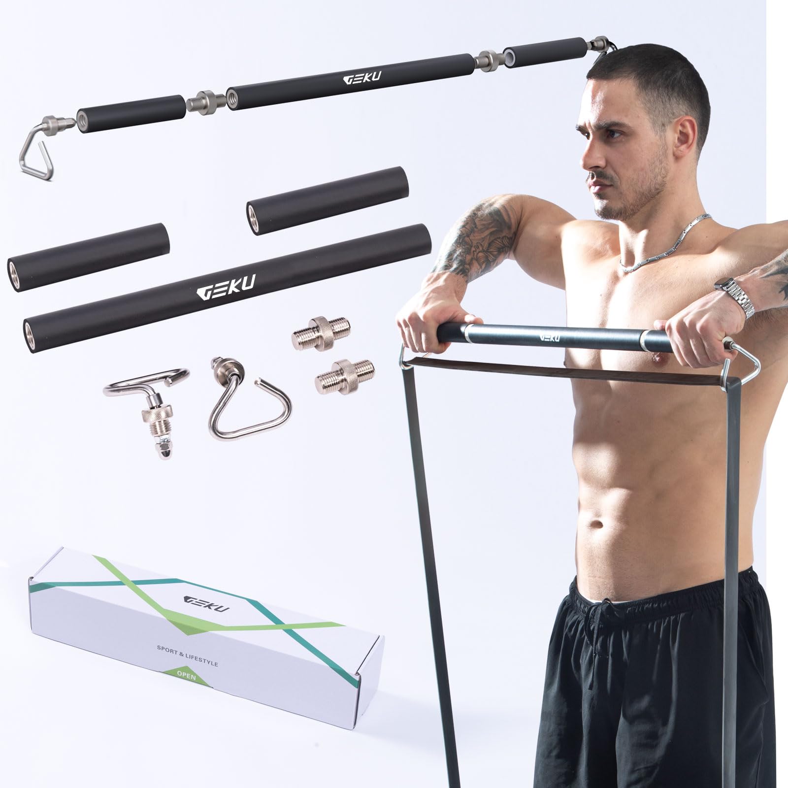 Adjustable Resistance Band Bar - Heavy Duty Detachable Workout Bar for Strength Training, Core Exercises & Home Gym | Max Load 800 lbs | Perfect for Home Workouts, Outdoor Fitness & Cross Training