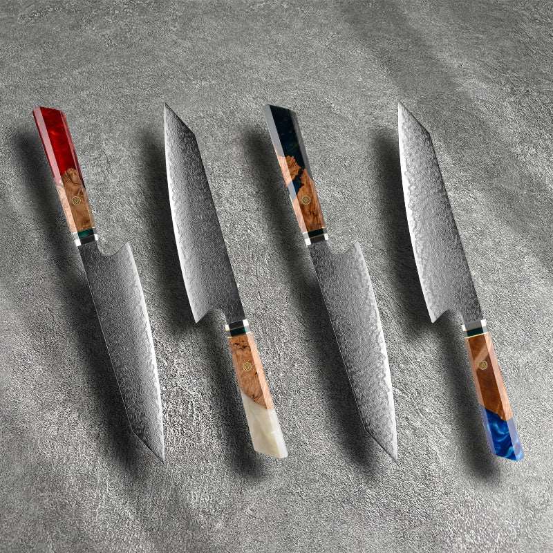 Premium VG10 Damascus Steel Japanese Chef Knife - 8 Inch Professional Kitchen Knife with Exotic Olive Wood Handle & Leather Sheath - Perfect for Sushi, Meat Cutting & Vegetable Chopping